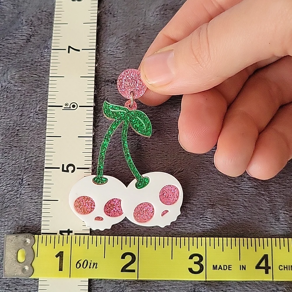 Sparkle Skull Cherry Earrings - Picture 4 of 7